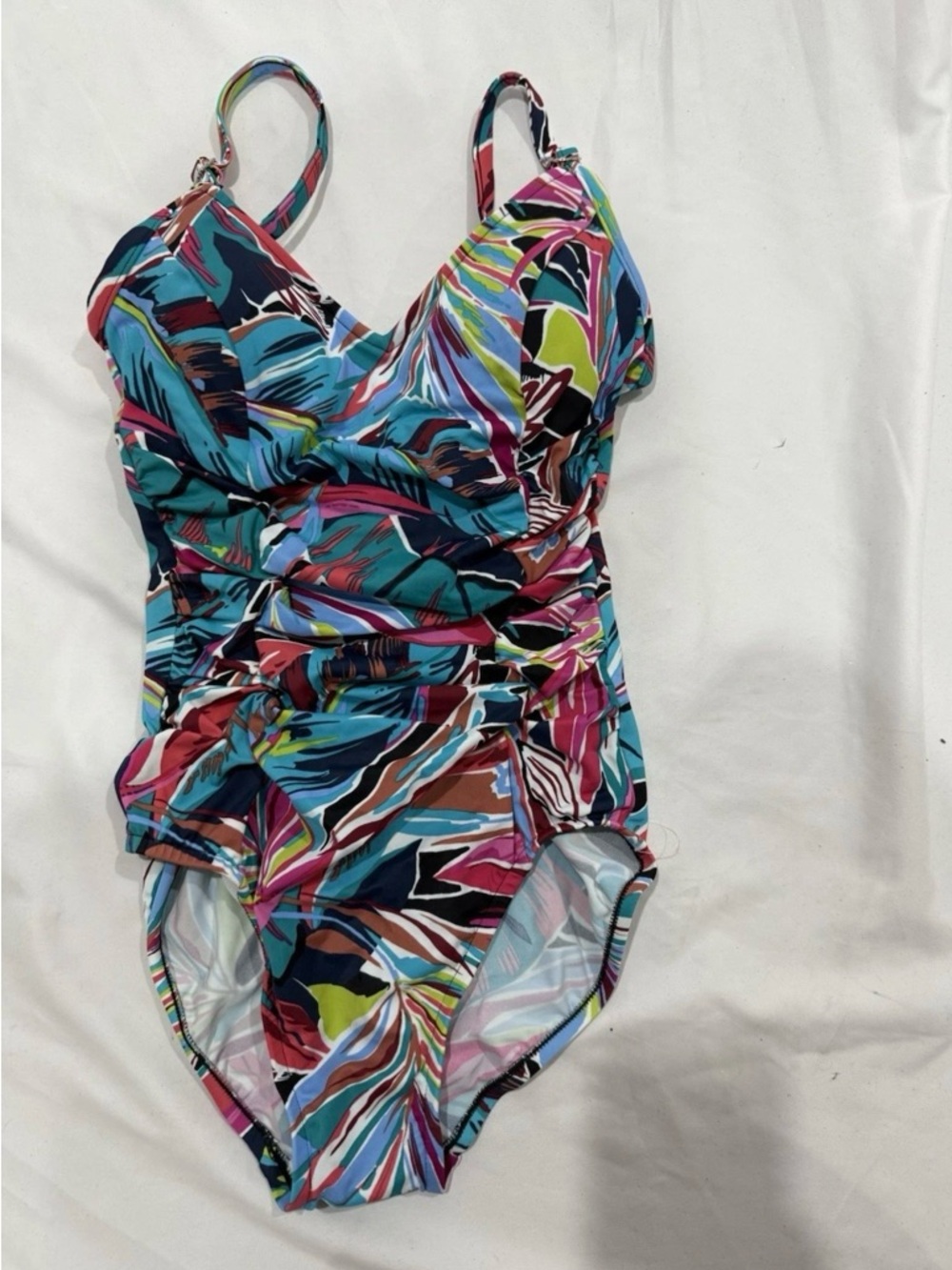 Aqua Green Tropical One Piece Swimsuit XS Tummy Control NWT
